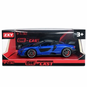 Masinuta metalica sport albastru cu usi tip fluture si spoiler scara 1:32 - Img 2