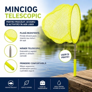 Minciog Telescopic Galben pentru Pescuit și Acvariu – Ușor, Rezistent și Extensibil - Img 2