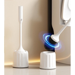 Perie WC electrica rotativa 360°, reincarcabila USB, cap silicon antibacterian, suport inclus, curatare profunda toaleta - Img 2