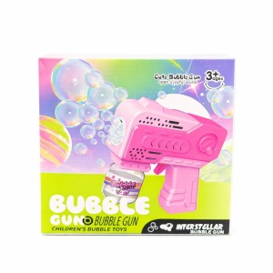 Pistol cu baloane cu lumini si sunete, model compact, roz/verde - Img 2