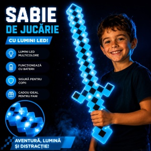 Sabie de jucărie albastră, cu lumini , 62 cm – sabie din plastic pentru copii - Img 2