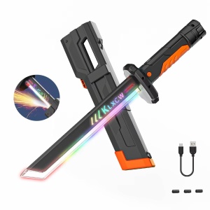 Sabie de Jucărie cu Lumini LED, Sunete și Scântei, 45 cm, Reîncărcabilă USB, Efecte Luminoase și Audio