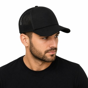 Sapca neagra reglabila cu plasa, unisex, confortabila - Img 3