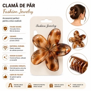 Set 12 Clești de Păr Floare 8 cm – Clame Elegante Animal Print - Img 2