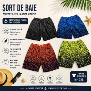 Set 12 Sorturi de Baie Bărbați – Culori și Mărimi Diferite, Uscare Rapidă, Model Modern - Img 2