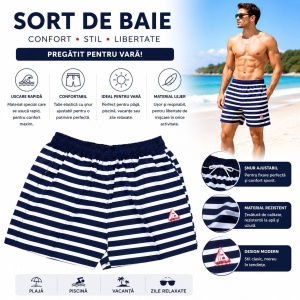 Set 5 Sorturi de Baie Bărbați Marinăresc Albastru-Alb – Mărimi Asortate Incluse - Img 2