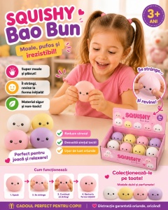 Squishy Mini Dumpling Antistres pentru Copii – Jucărie Moale și Elastică Tip Dumpling - Img 3