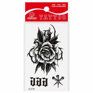 Tatuaj Temporar Semipermanent Trandafir Gothic cu Cifre – 10 cm