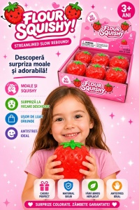 Jucărie Antistres Squishy Căpșună Gigant, Super Moale și Elastică, Model Squeeze Strawberry