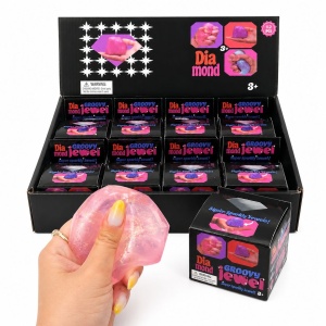 Jucarie antistres Squishy Diamond 6cm, moale cu sclipici, culoare aleatorie - Img 3