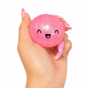 Jucărie Antistres Squishy Dumpling cu Sclipici și Bile din Gel, 5.5 cm – Minge Senzorială Elastică - Img 3
