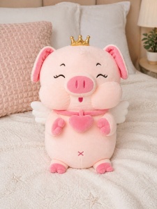 Jucărie de pluș porcușor roz 45 cm – pluș moale cu coroniță, jucărie adorabilă pentru copii - Img 2
