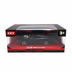 Masinuta muscle car aliaj metalic scara 1:32, negru mat cu capota sport, roti sport - Img 2