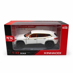 Masinuta SUV metalica metal model scara 1:32, alba cu linie aurie, interior maro, portiere functionale - Img 2