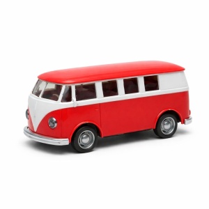Masinuta tip van retro metalica rosu cu alb, model clasic 15 cm - Img 2