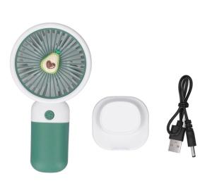 Mini ventilator portabil de mana, reincarcabil USB, 3 trepte viteza, verde cu alb - Img 2