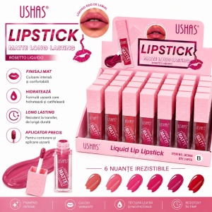 Set 24 Rujuri Lichide Mate USHAS – 6 Nuanțe Irezistibile, Rezistență Îndelungată și Finisaj Mat - Img 2