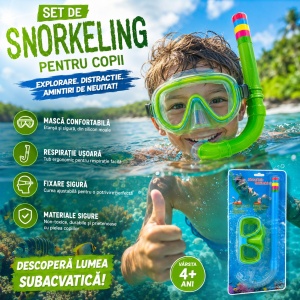 Set Snorkeling pentru Copii Verde – Mască și Tub Respirator pentru Înot și Scufundări - Img 2