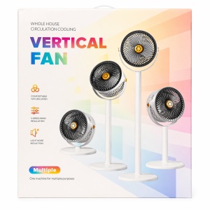 Ventilator vertical 80cm cu picior reglabil, 5 viteze, design modern, alb-negru - Img 2