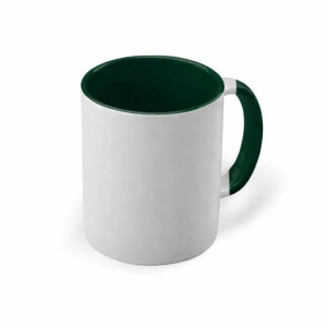 Cană ceramică 7076V, 320 ml, albă cu interior verde