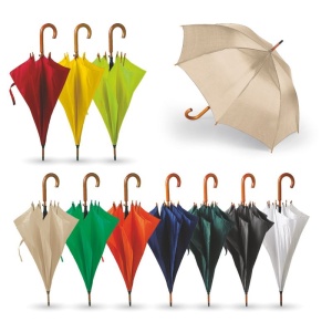 Umbrelă automată, Alb cu mâner lemn - Img 3