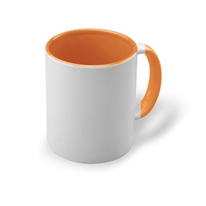 Cană ceramică 7076A, 320 ml, albă cu interior orange