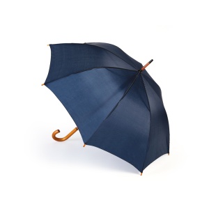 Umbrelă automată, Blu Navy cu mâner lemn