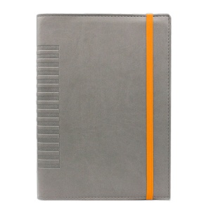 Agendă de lux Cometa Gri cu elastic orange, 17 x 24 cm