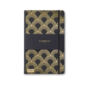 Notes Castelli Art Deco Gold Nero, 13 x 21 cm