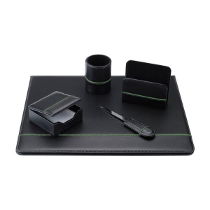 Set de birou de lux Clio Nero/Verde 5 Piese, 50 x 40 cm