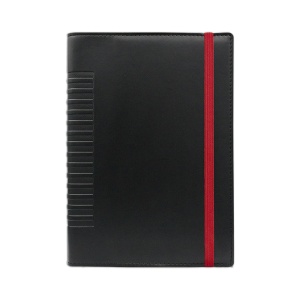 Agendă de lux Cometa Negru cu elastic roșu, 15 x 21 cm