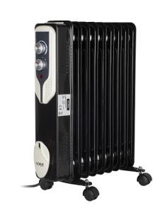 Calorifer electric Floria ZLN3659,Negru 2000 W, 9 elementi, 3 trepte de putere, Termostat reglabil, Protectie supra-incalzire, Indicator luminos,