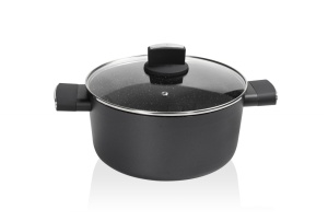 Cratita Zilan ZLN0867 Negru cu invelis din marmura, 5 straturi, 28 cm si manere fine la atingere, 7.1 L - Img 4