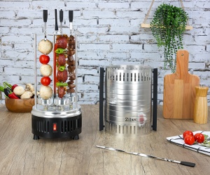 Gratar vertical Zilan ZLN5565 argintiu, putere 900W, rotatie automata, 5 bete pentru frigarui - Img 3