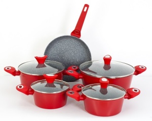 Set oale 9 piese, Zilan ZLN3260, Material aluminiu, Interior granit, Compatibil inductie