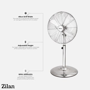 Ventilator inox cu picior ZILAN ZLN1112 - 50W, 3 trepte, inaltime 88-120cm - Img 6