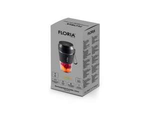 Blender portabil Floria ZLN1719 pentru suc reincarcabil, Capacitate 300 ml, Putere 50W, Lame din otel inoxidabil, Negru - Img 2
