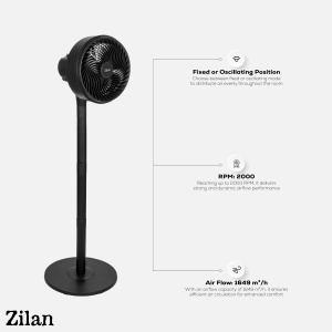 Circulator aer cu picior Zilan ZLN2556 - 65W, grilaj 27cm, inaltime reglabila - Img 8