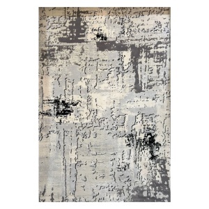 Covor Modern Abstract Gri Antracit, Fir Scurt 10 mm, Living si Dormitor, Antic 5644B