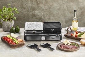Gratar electric cu raclette Zilan ZLN8863, placa de piatra si placa de aluminiu, putere 1400 W, Gri - Img 5