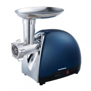 Masina de tocat Heinner MG1500TA-BL, 1600 W, Accesoriu pentru rosii si carnati, Cutit inox, Albastru