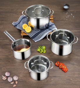 Set vase de gatit din inox Zilan ZLN1344 cu 7 piese, manere nituite, Compatibil gaz, inductie electric, Compatibil masina de spalat vase - Img 3