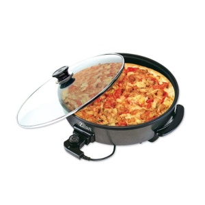 Tigaie electrica rotunda ZİLAN ZLN7870, pizza grill, diametru 38 cm, 1500 W, capac sticla, material non stick