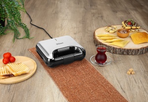 Sandwich-maker ZILAN 5 in 1 ZLN3932, Negru Inox 800 W, 5 tipuri de placi grill, triunghi, sandwich, waffle, nuci, - Img 3