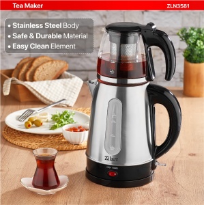 Set fierbator electric+ceainic FLORIA ZLN3581,Inox Negru Putere 2200W, - Img 5