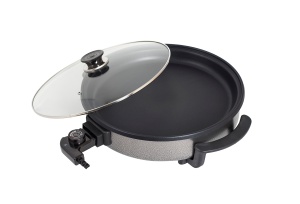 Tigaie electrica rotunda Floria ZLN4957, pizza grill, diametru 36 cm, 1500 W, capac sticla - Img 3