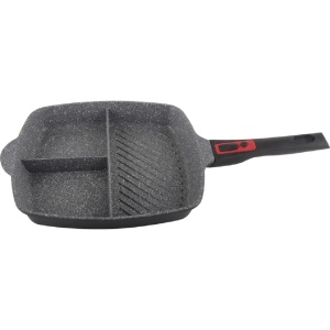 Tigaie grill 3in1 Zilan ZLN3352, 28 cm, Material aluminiu, Interior granit, Maner soft touch detasabil, Compatibil inductie