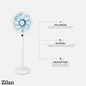 Ventilator cu picior ZILAN ZLN3765 - 60W, 9 viteze, telecomanda, 8 palete - Img 8