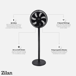 Ventilator de circulatie 12" ZILAN ZLN2558 - viteza inalta, 3 trepte - Img 3