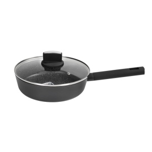 Cratita Zilan ZLN0881 Negru cu invelis din marmura, 5 straturi, 26 cm si maner fin la atingere, 3.1L